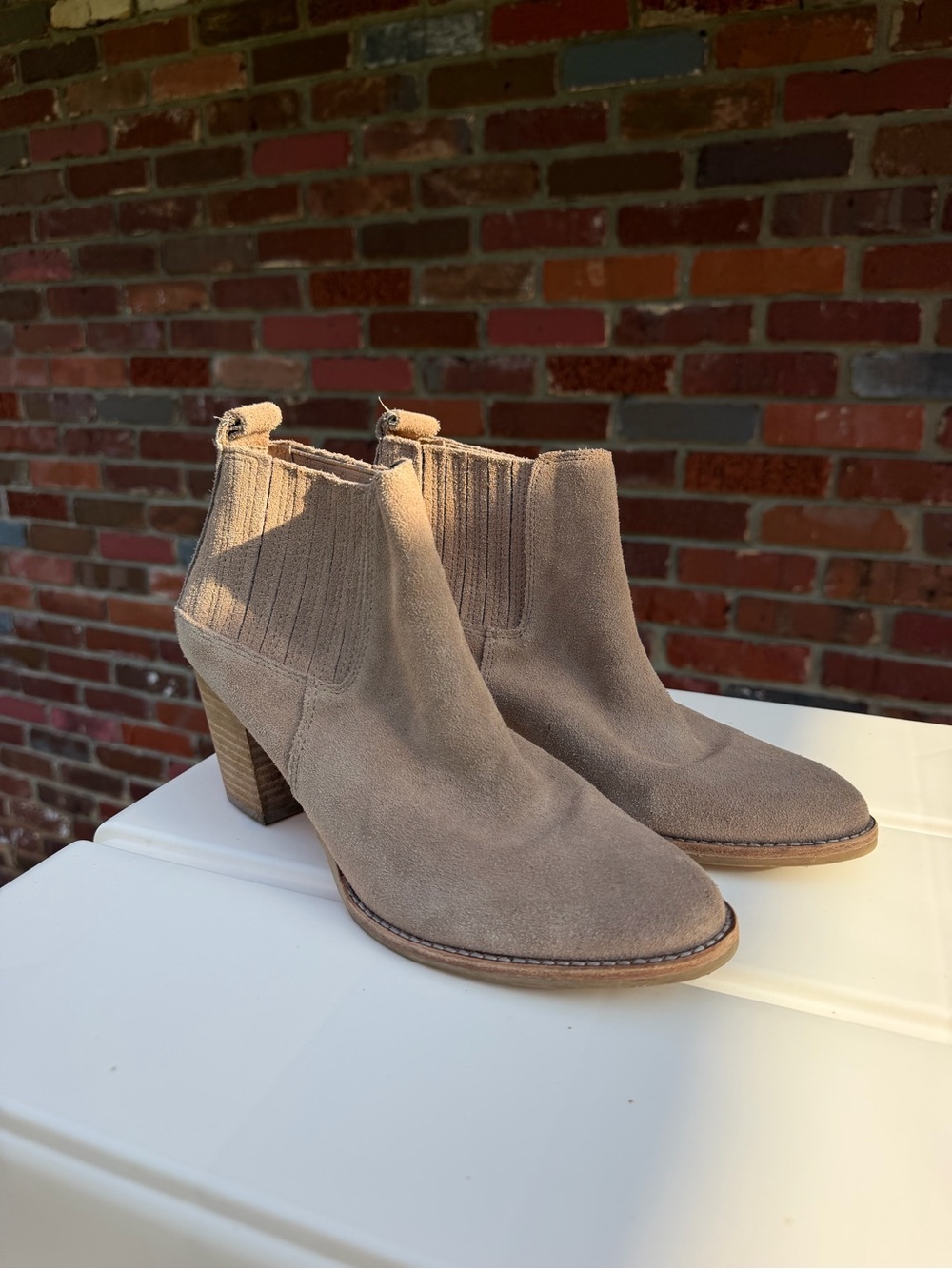Dolce Vita Taupe Suede Ankle Booties